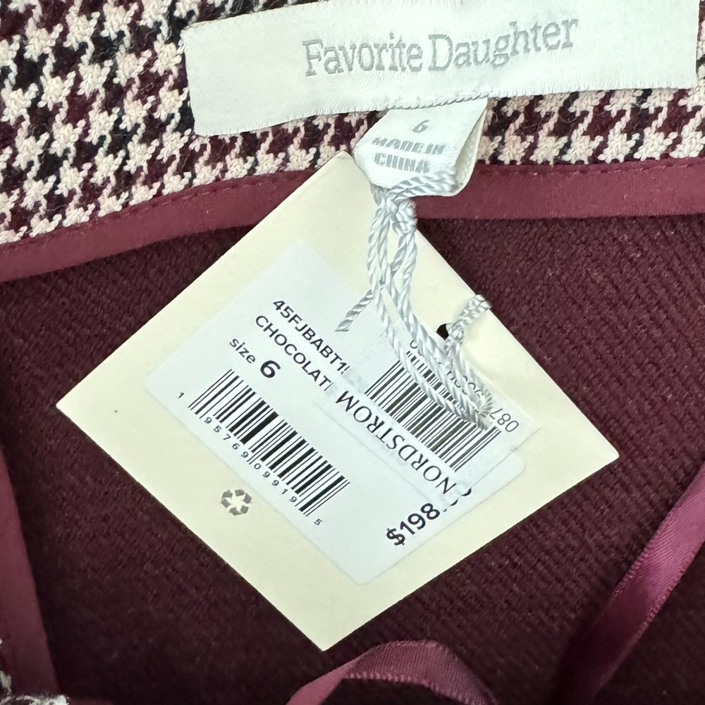 Favorite Daughter Burgundy and Black Houndstooth strapless blazer bustier - Picture 3 of 3
